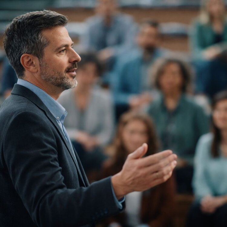 Uomo Che Parla A Una Conferenza